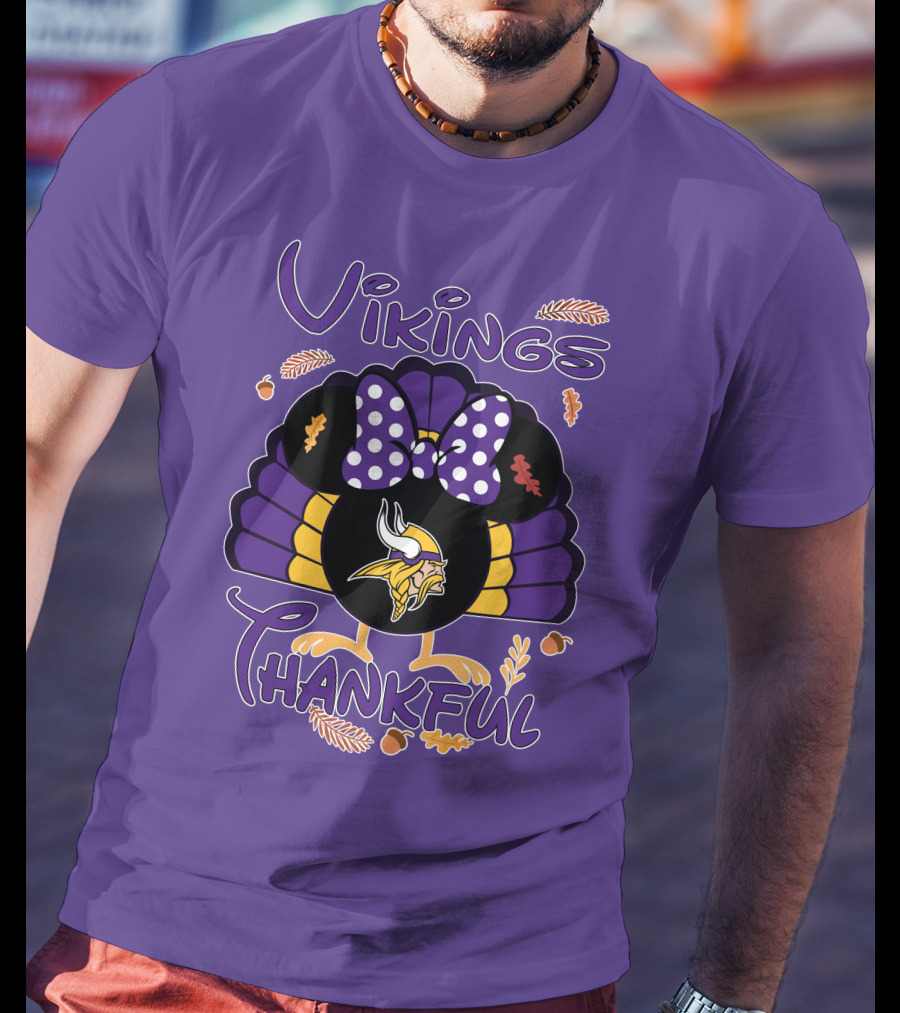Vikings Thankful Turkey Minnie Thanksgiving T-Shirt