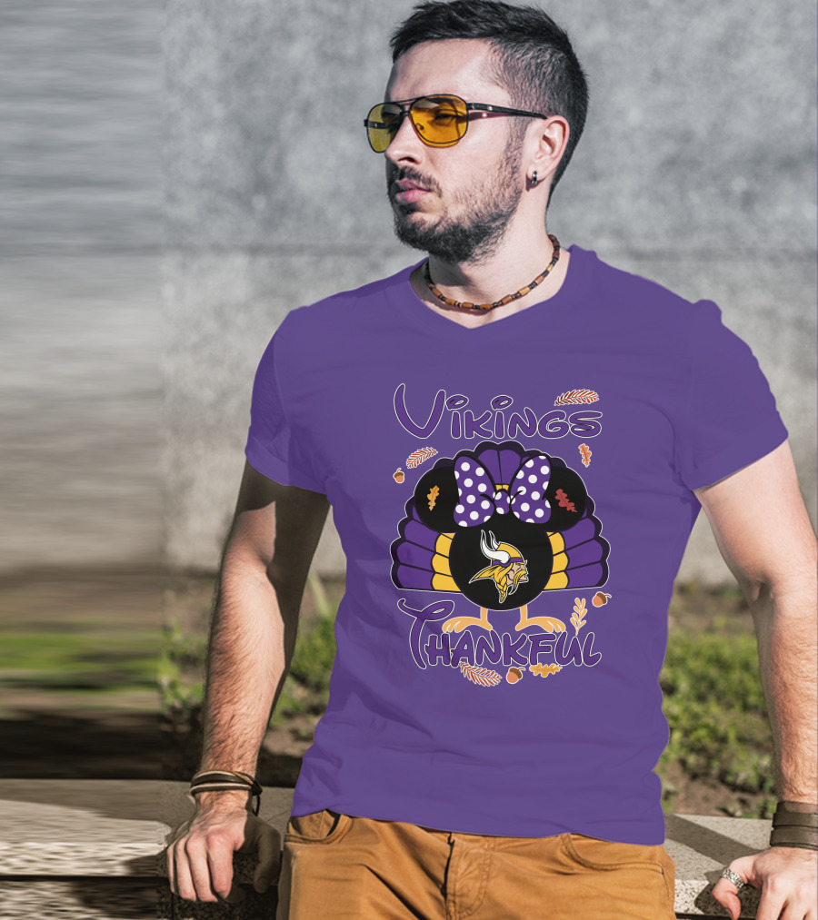 Vikings Thankful Turkey Minnie Thanksgiving T-Shirt