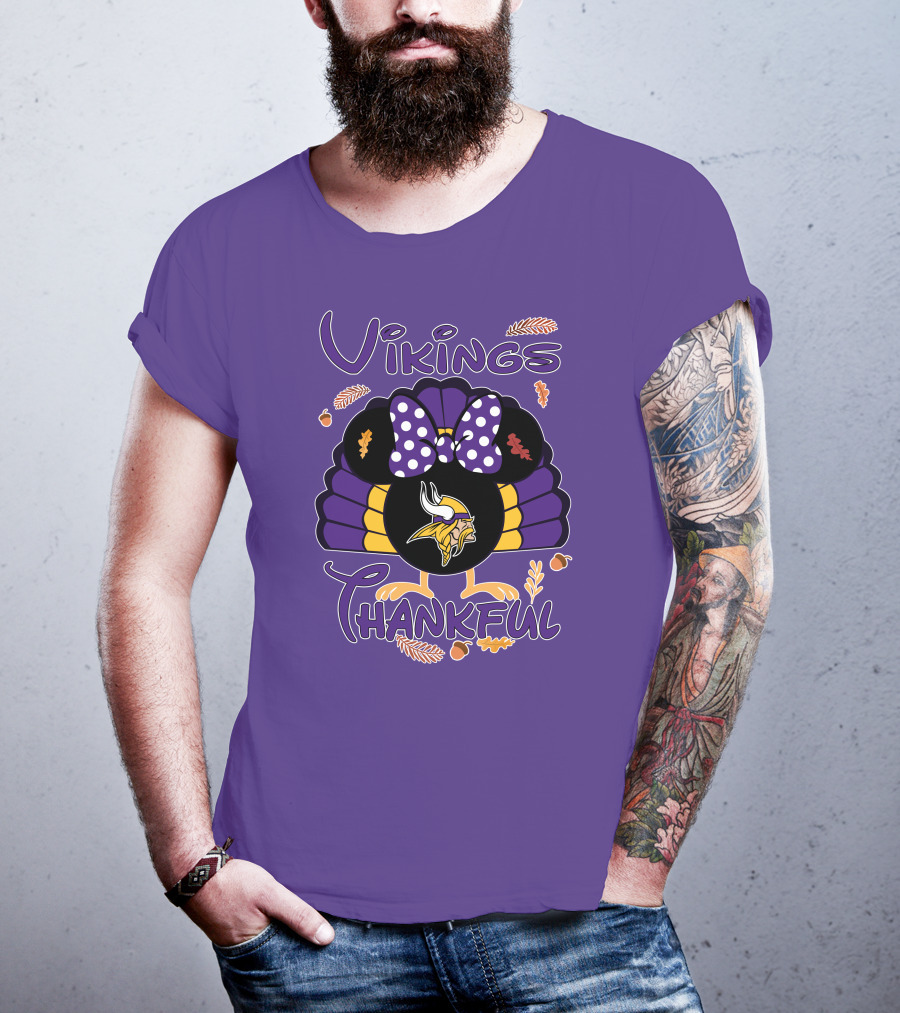 Vikings Thankful Turkey Minnie Thanksgiving T-Shirt