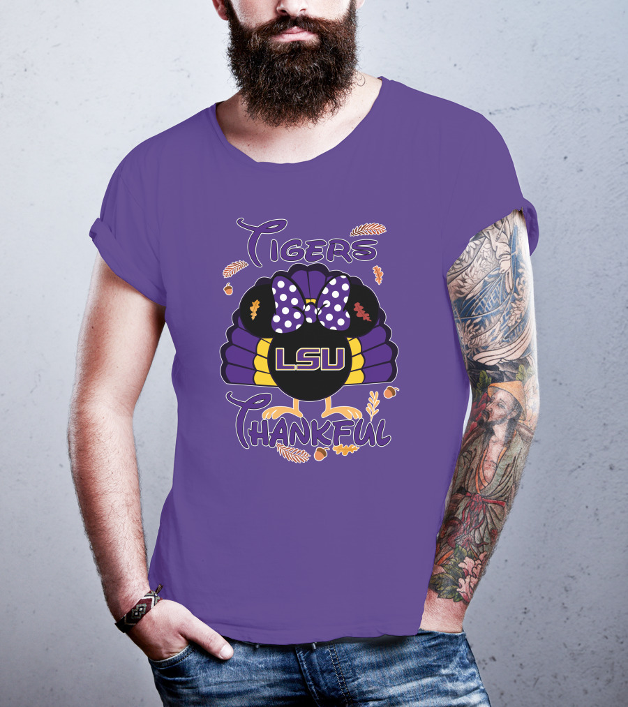 LSU Tigers Thankful Minnie Thanksgiving T-Shirt