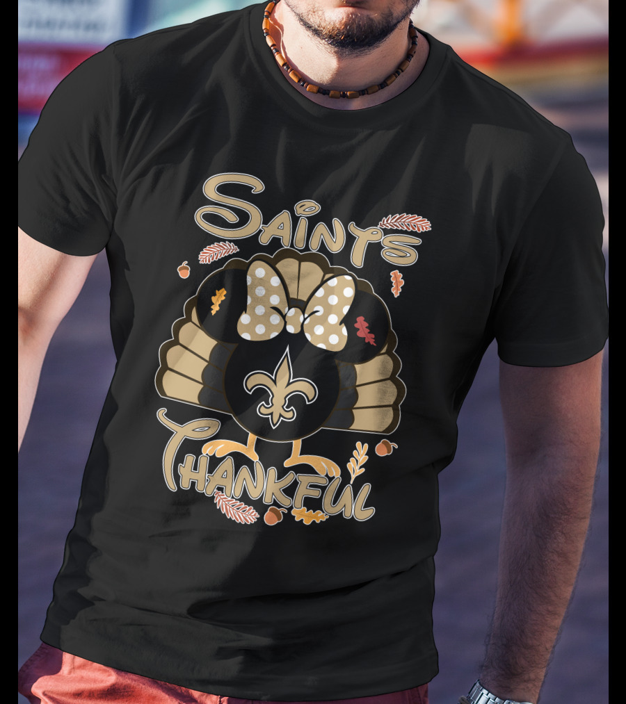 Saints Thankful Minnie New Orleans Thanksgiving T-Shirt
