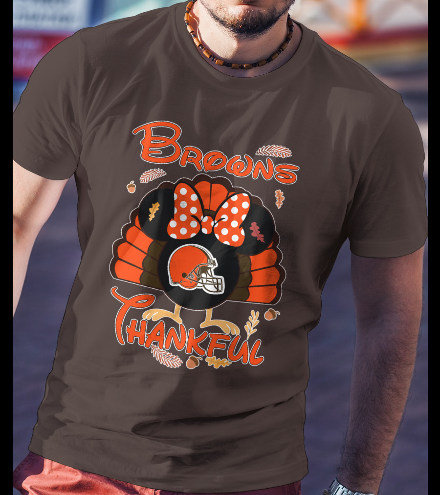 Browns Thankful Minnie Thanksgiving Football Turkey T-Shirt