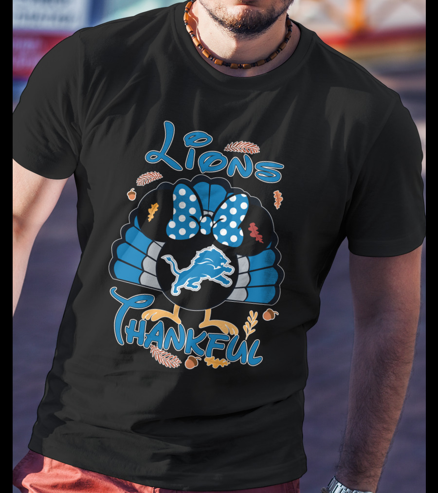 Lions Thankful Detroit Minnie Thanksgiving T-Shirt