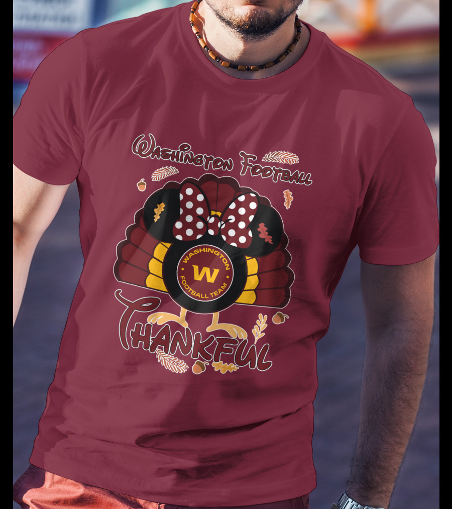 Washington Football Team Minnie Thankful Thanksgiving T-Shirt