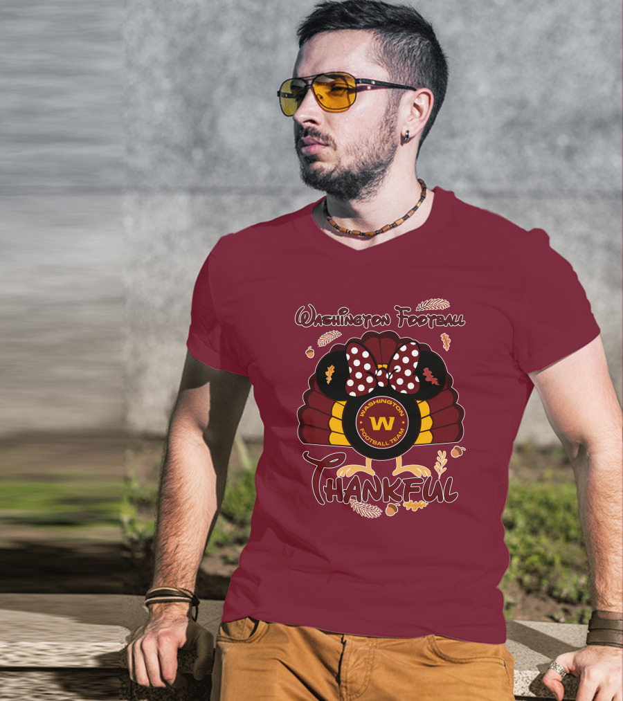 Washington Football Team Minnie Thankful Thanksgiving T-Shirt