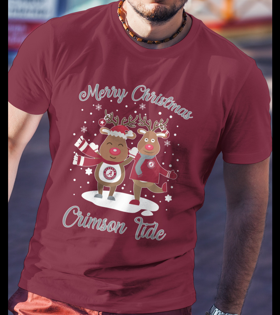 Crimson Tide Merry Christmas Reindeer T-Shirt
