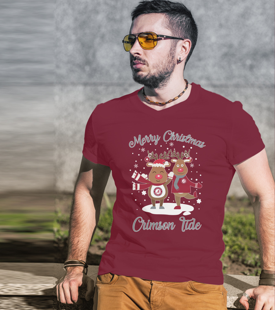 Crimson Tide Merry Christmas Reindeer T-Shirt