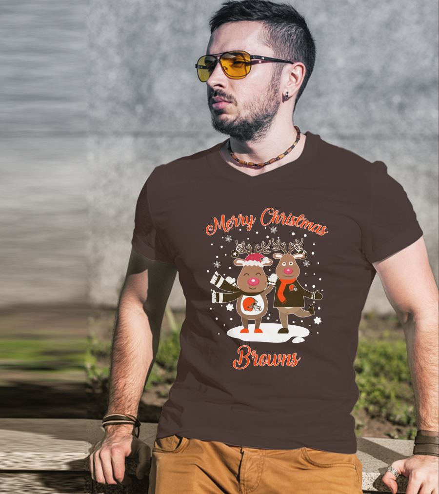 Merry Christmas Cleveland Browns Reindeer T-Shirt