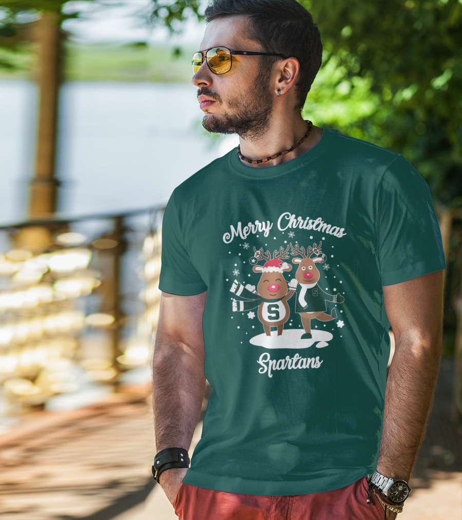 Merry Christmas Michigan State Spartans Reindeer T-Shirt