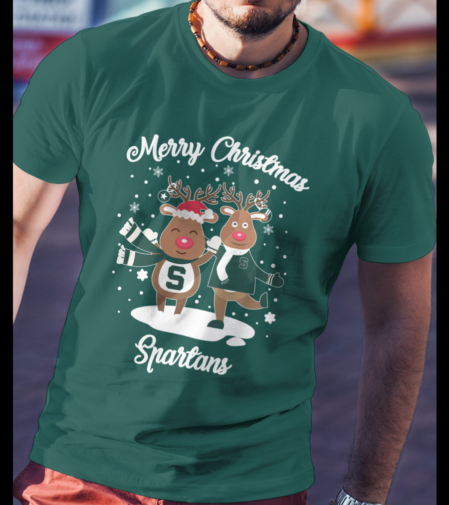 Merry Christmas Michigan State Spartans Reindeer T-Shirt