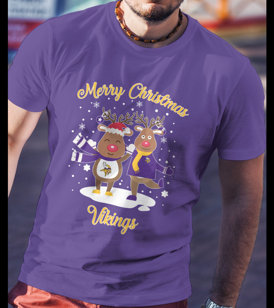 Merry Christmas Minnesota Vikings Reindeer Duo T-Shirt