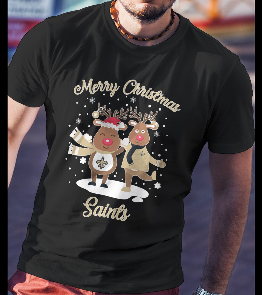 Merry Christmas New Orleans Saints Reindeer T-Shirt