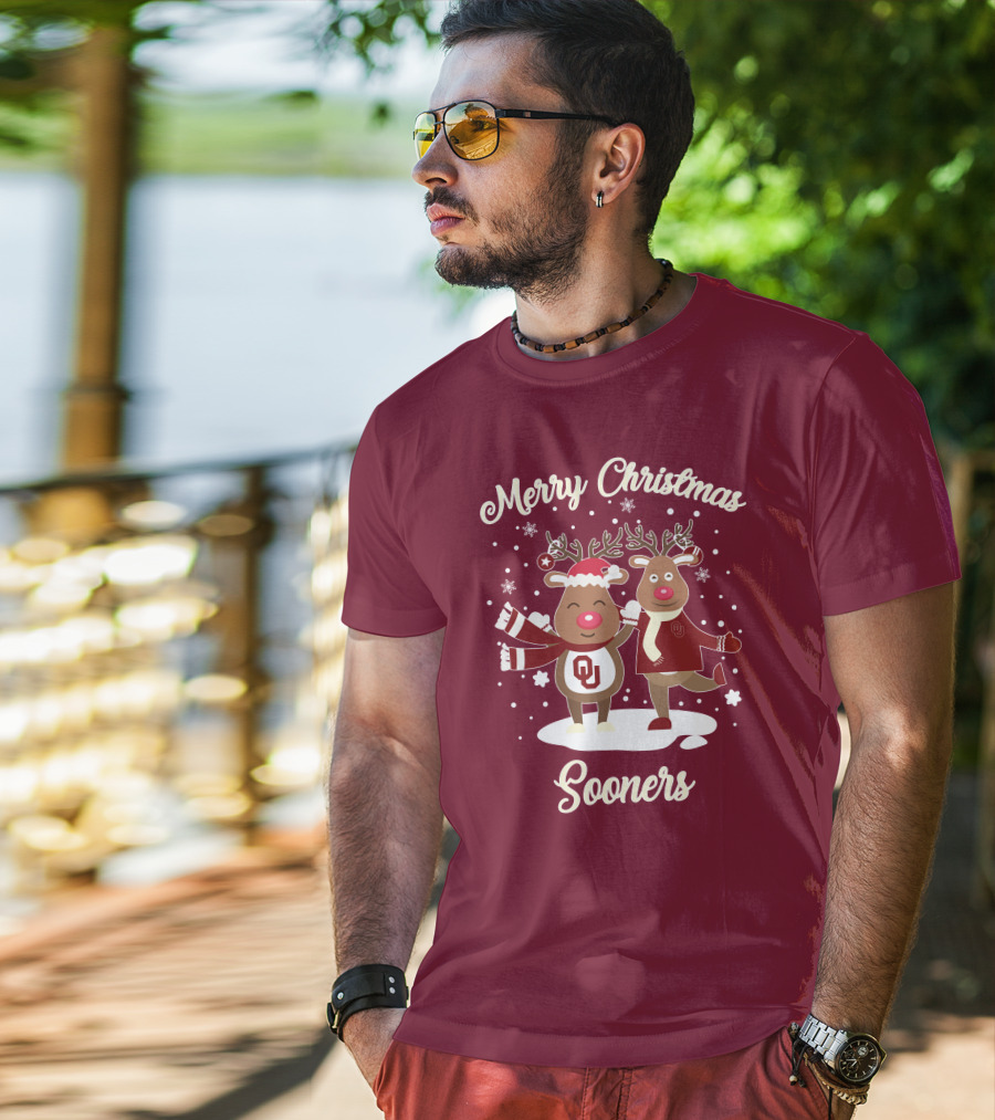 Merry Christmas Sooners Oklahoma Reindeer T-Shirt