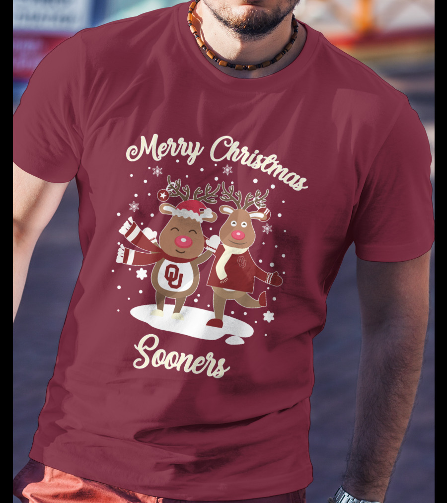 Merry Christmas Sooners Oklahoma Reindeer T-Shirt