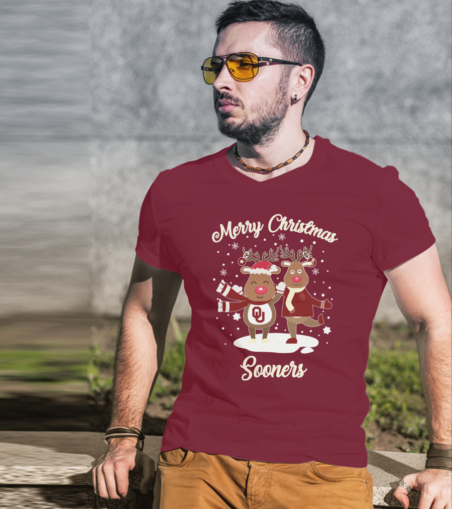 Merry Christmas Sooners Oklahoma Reindeer T-Shirt