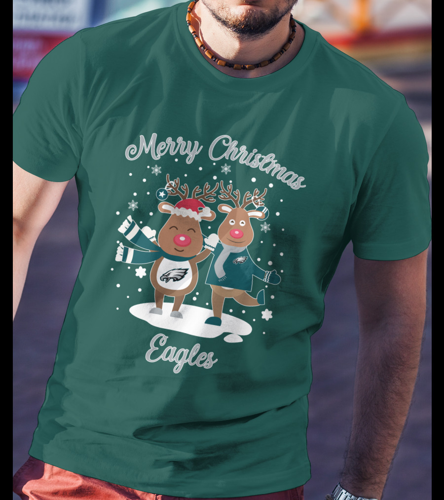 Merry Christmas Eagles Reindeer With Philadelphia Eagles T-Shirt