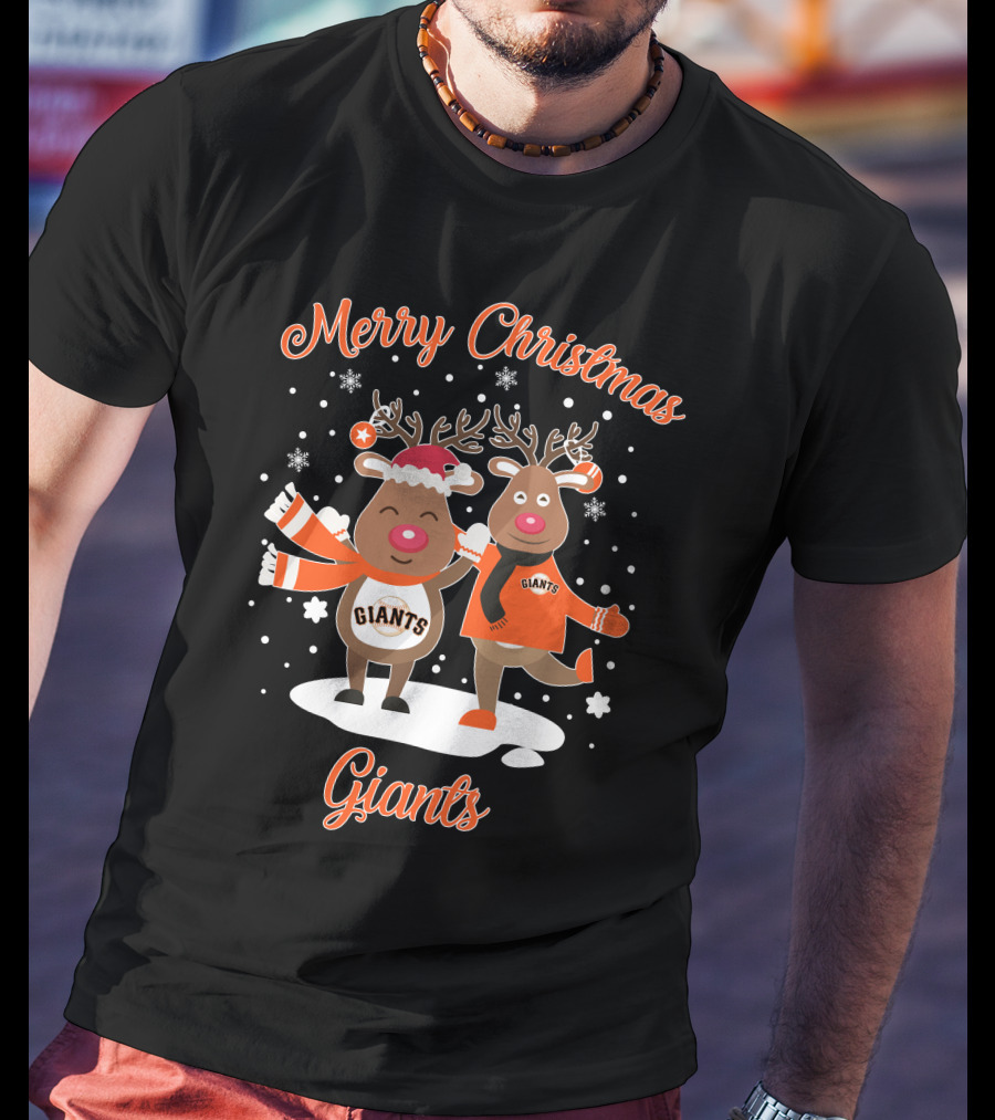 Merry Christmas Giants Reindeer Giants T-Shirt