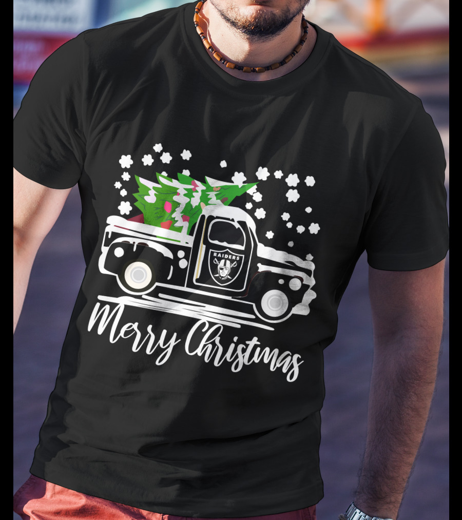 Las Vegas Raiders Vintage Car Merry Christmas Raiders T-Shirt