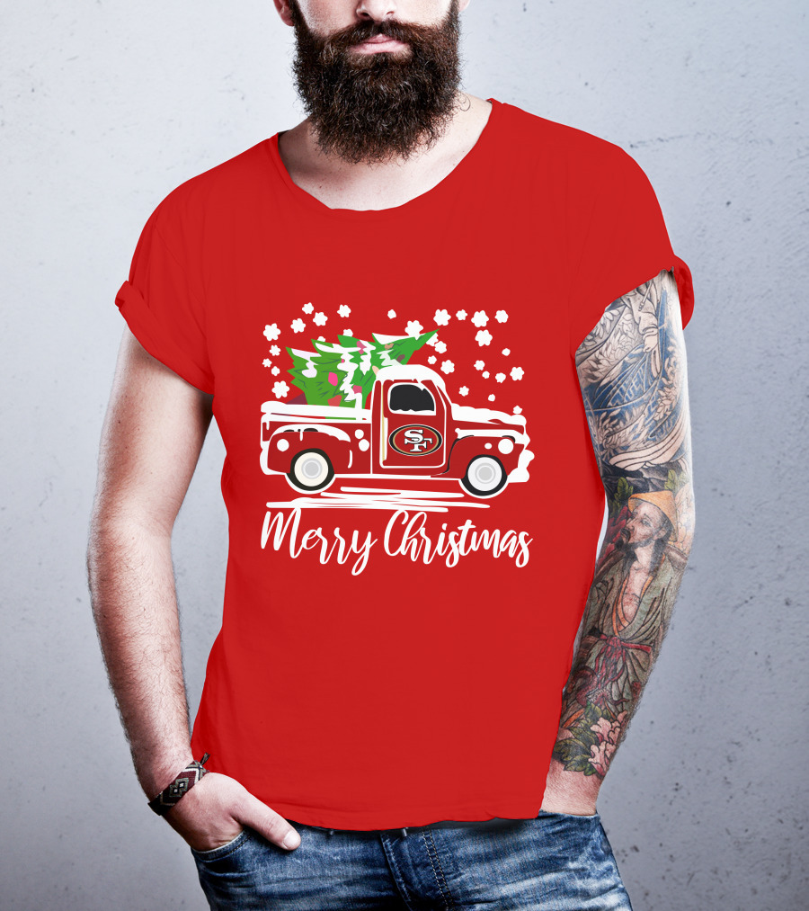 San Francisco 49ers SF Vintage Truck Merry Christmas T-Shirt