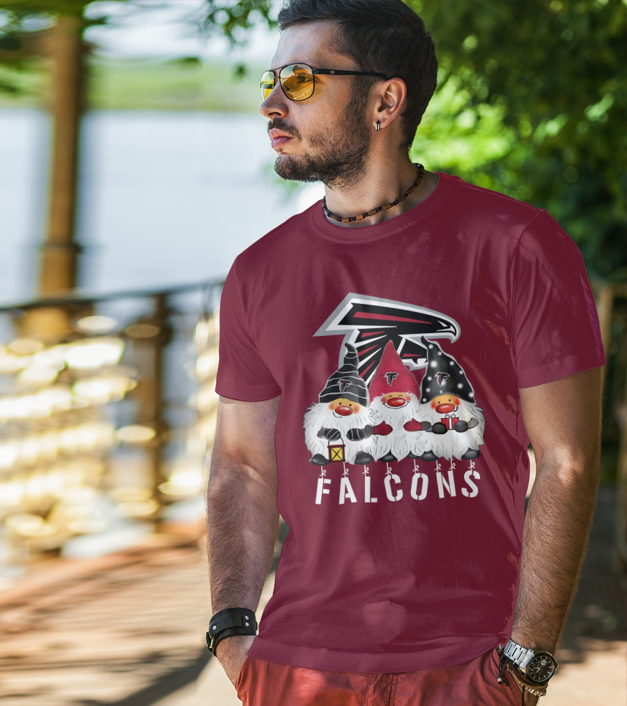 Atlanta Falcons Merry Christmas Happy Holidays Gnomes T-Shirt