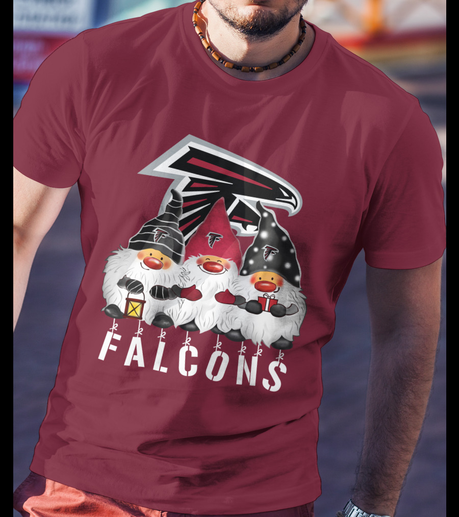 Atlanta Falcons Merry Christmas Happy Holidays Gnomes T-Shirt