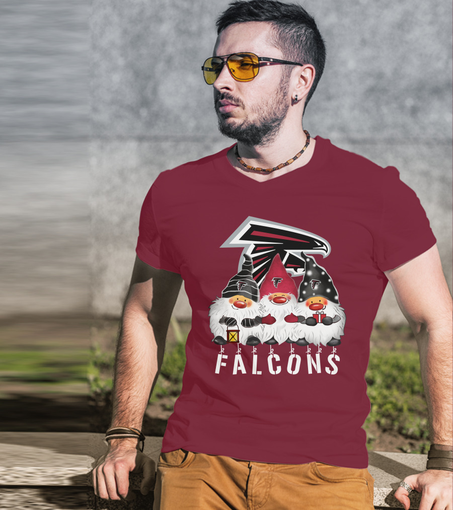 Atlanta Falcons Merry Christmas Happy Holidays Gnomes T-Shirt