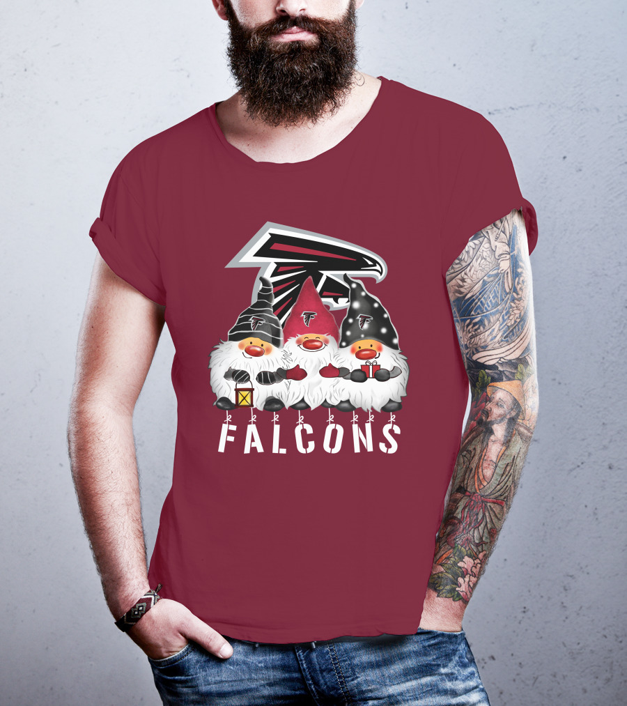 Atlanta Falcons Merry Christmas Happy Holidays Gnomes T-Shirt