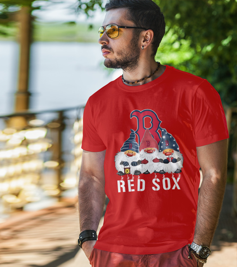 Boston Red Sox Merry Christmas Happy Holidays Gnomes T-Shirt