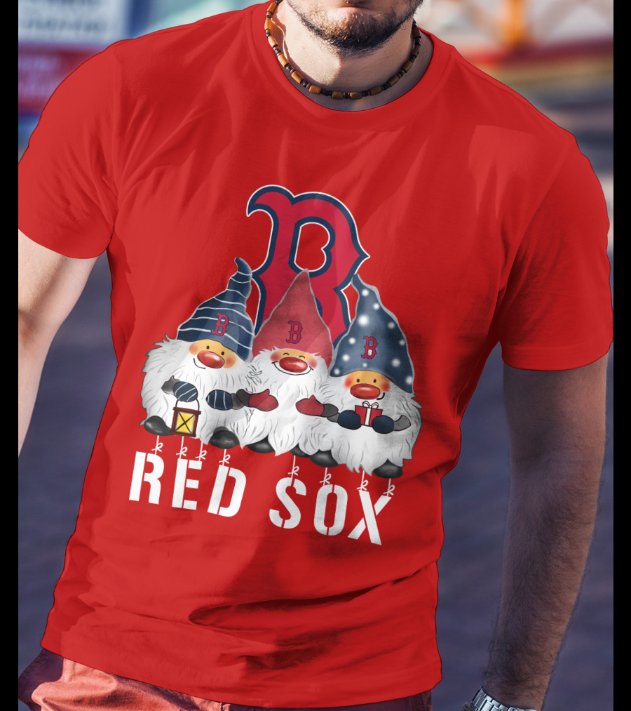 Boston Red Sox Merry Christmas Happy Holidays Gnomes T-Shirt