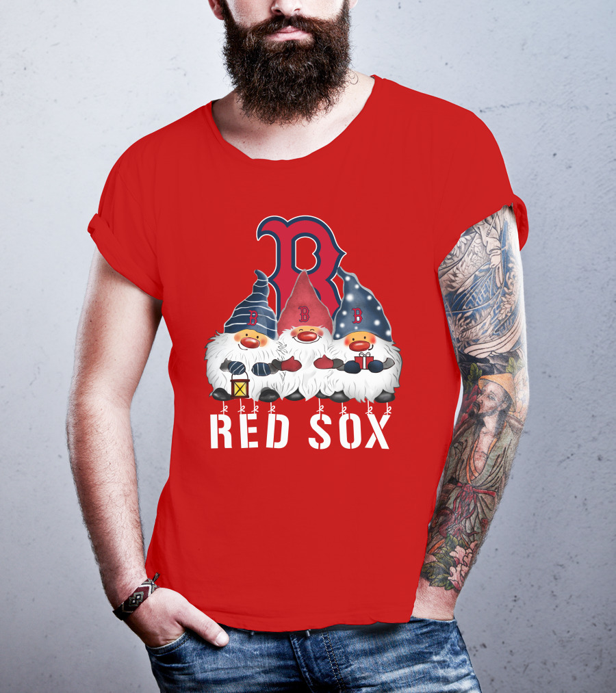 Boston Red Sox Merry Christmas Happy Holidays Gnomes T-Shirt
