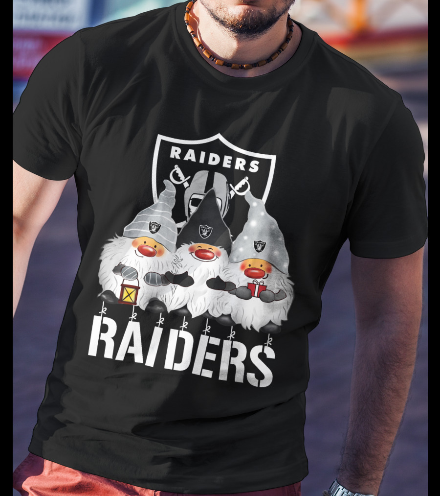 Las Vegas Raiders Merry Christmas Happy Holidays Raiders Gnomes T-Shirt