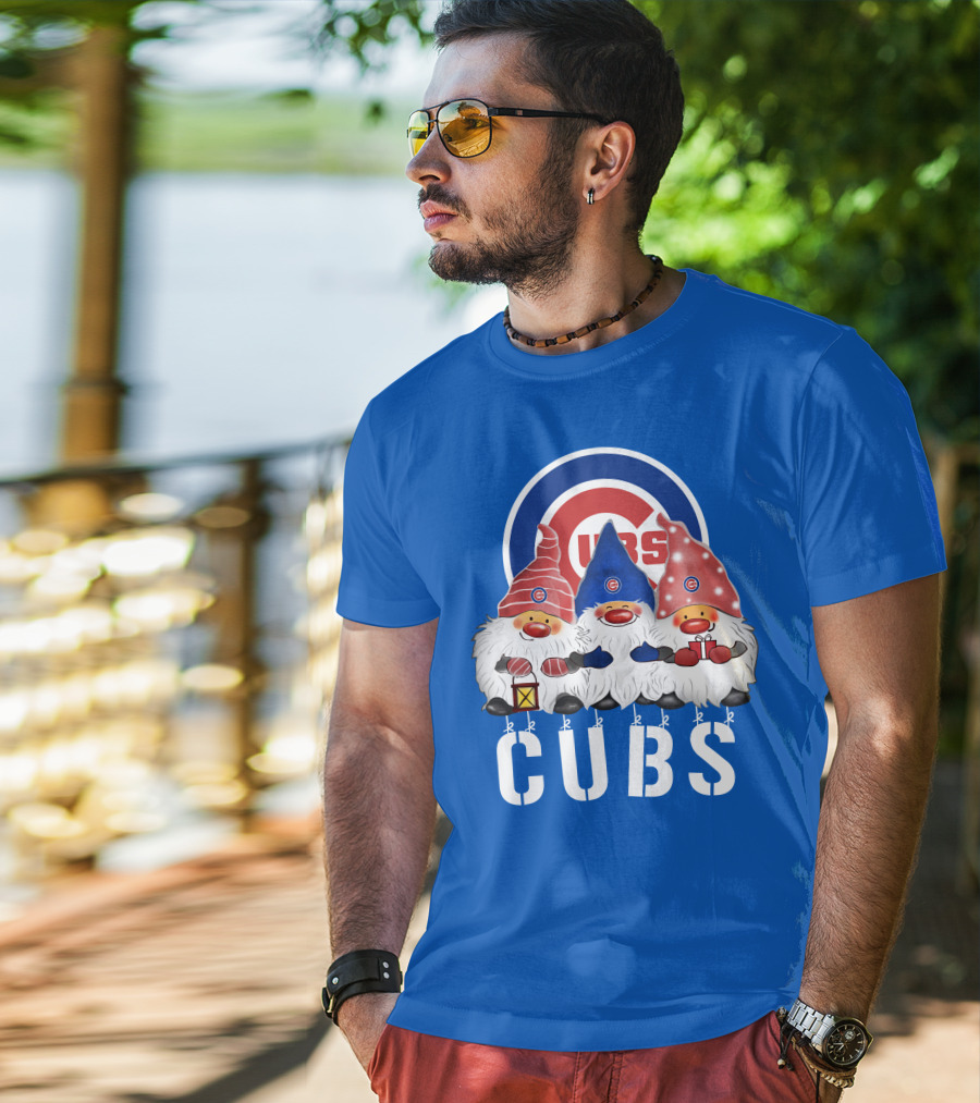 Chicago Cubs Merry Christmas Happy Holidays Festive Gnomes T-Shirt