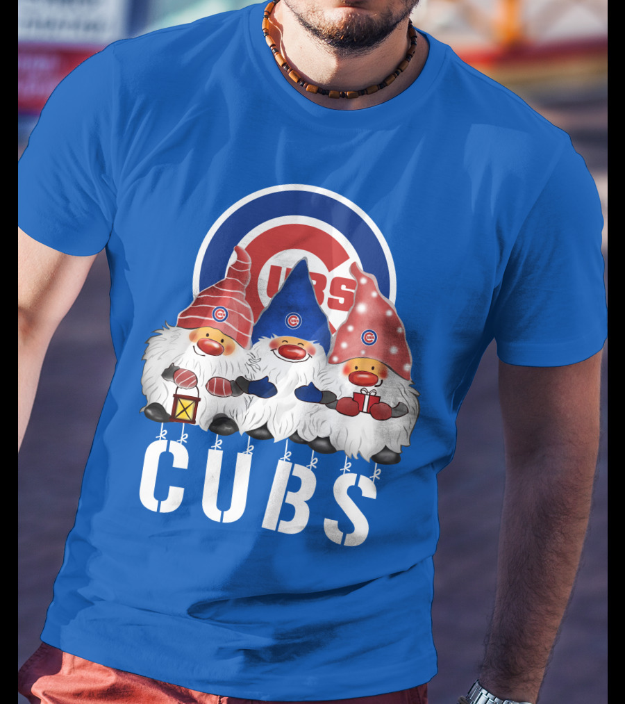 Chicago Cubs Merry Christmas Happy Holidays Festive Gnomes T-Shirt