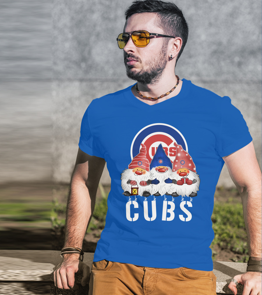 Chicago Cubs Merry Christmas Happy Holidays Festive Gnomes T-Shirt