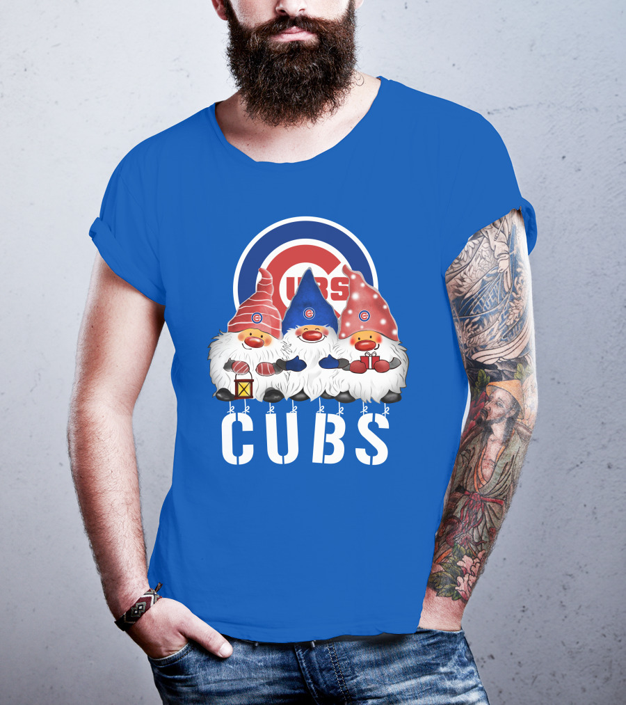 Chicago Cubs Merry Christmas Happy Holidays Festive Gnomes T-Shirt
