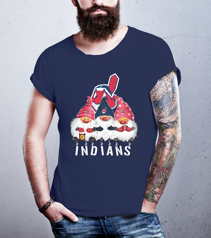 Cleveland Indians Merry Christmas Happy Holidays Gnomes Chief Wahoo T-Shirt