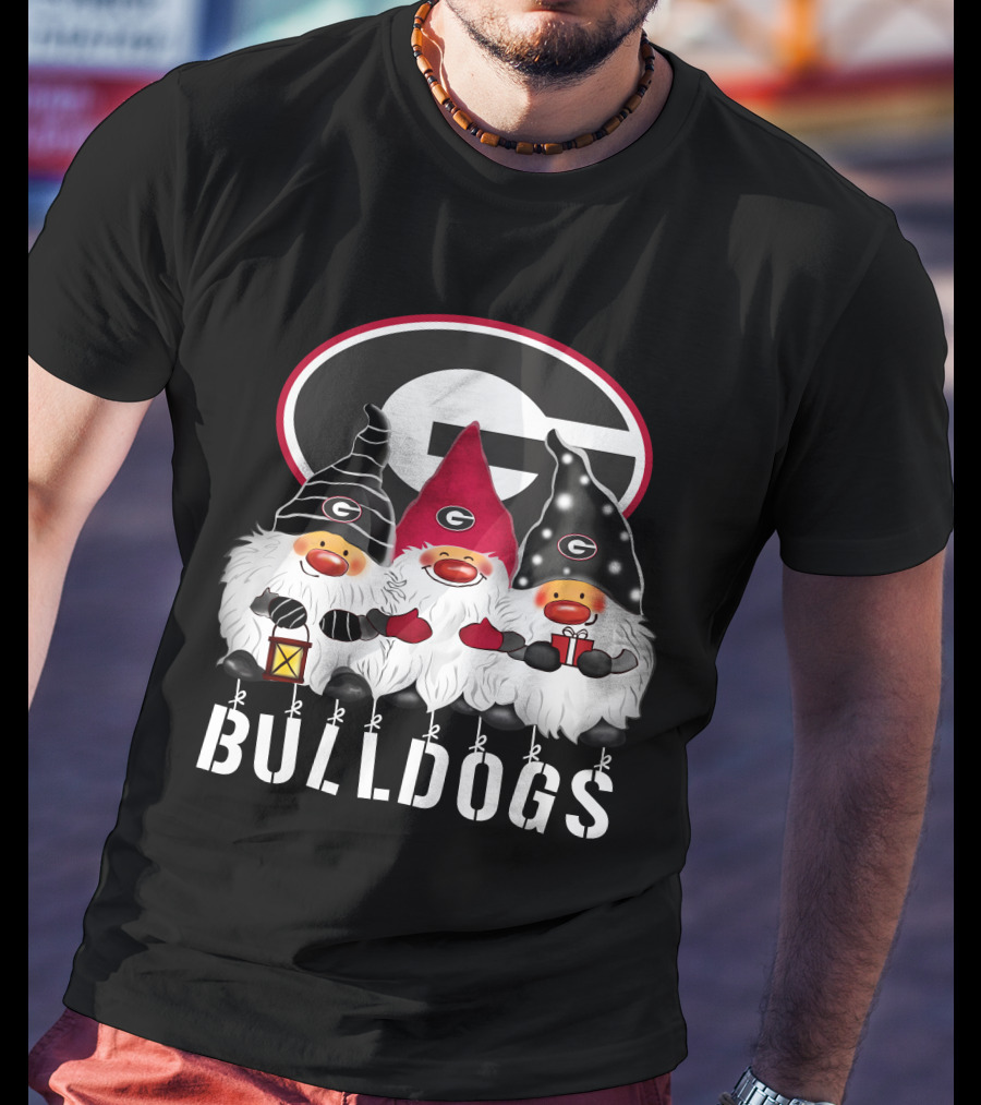 Georgia Bulldogs Merry Christmas Happy Holidays Gnomes T-Shirt