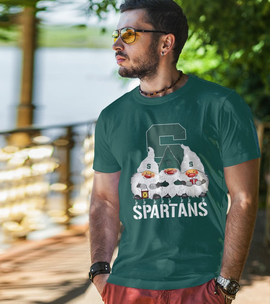 Michigan State Spartans Christmas Gnomes Holiday Celebrations T-Shirt
