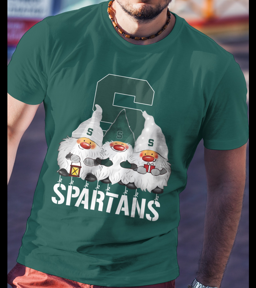Michigan State Spartans Christmas Gnomes Holiday Celebrations T-Shirt