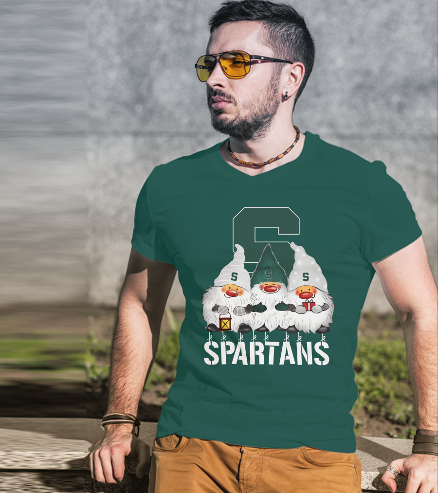Michigan State Spartans Christmas Gnomes Holiday Celebrations T-Shirt
