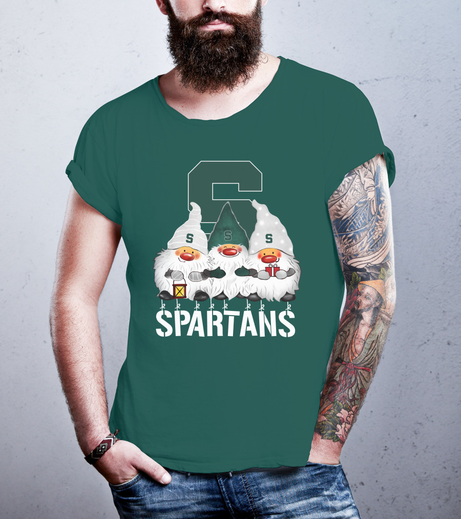 Michigan State Spartans Christmas Gnomes Holiday Celebrations T-Shirt