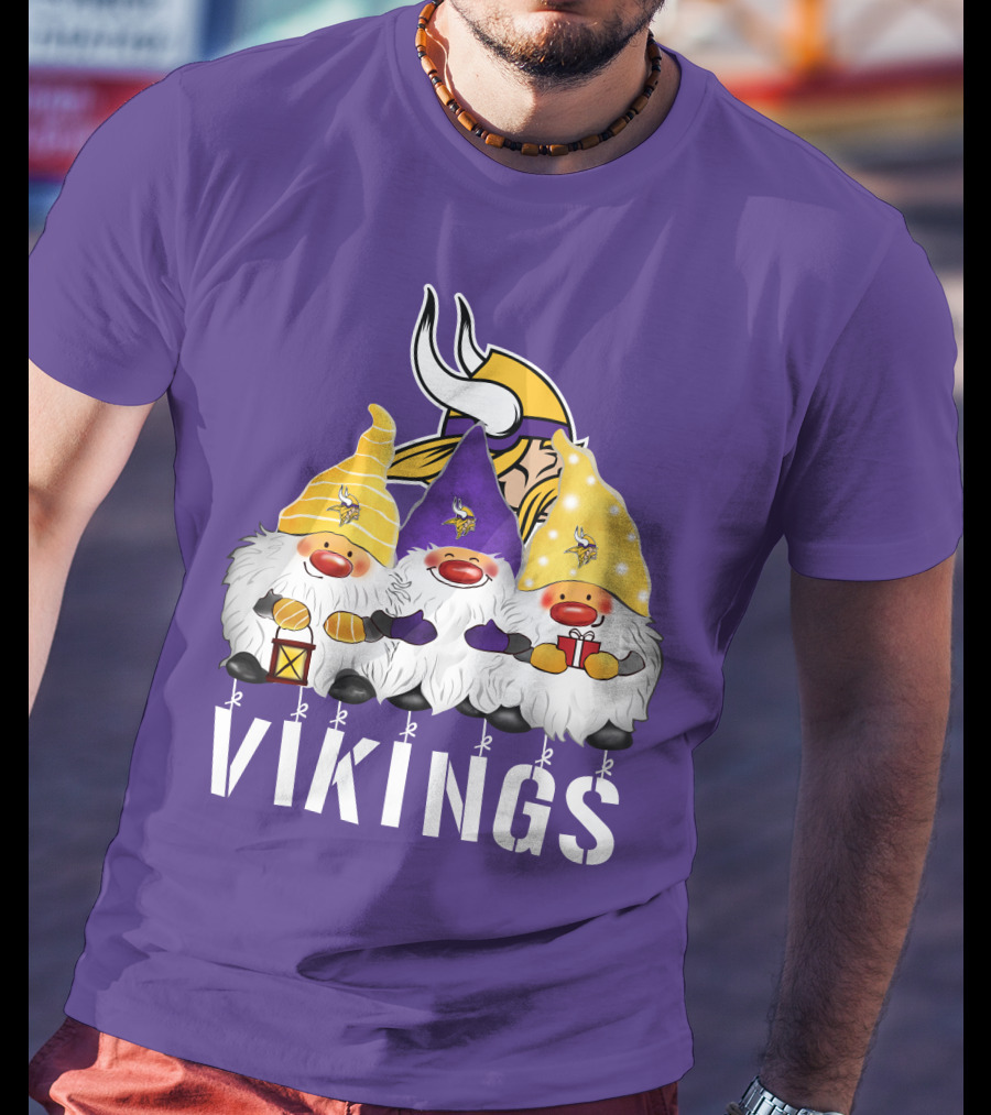 Minnesota Vikings Merry Christmas Happy Holidays Gnomes T-Shirt