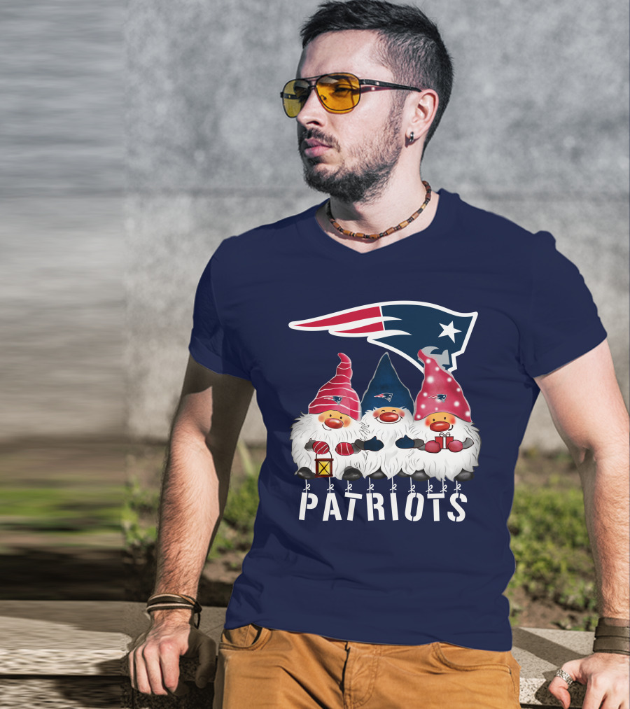 New England Patriots Merry Christmas Happy Holidays Gnomes NFL T-Shirt