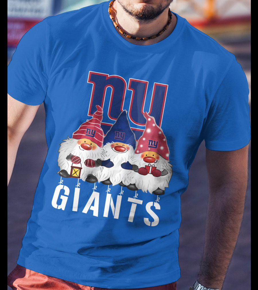 New York Giants Merry Christmas Happy Holidays Gnomes T-Shirt