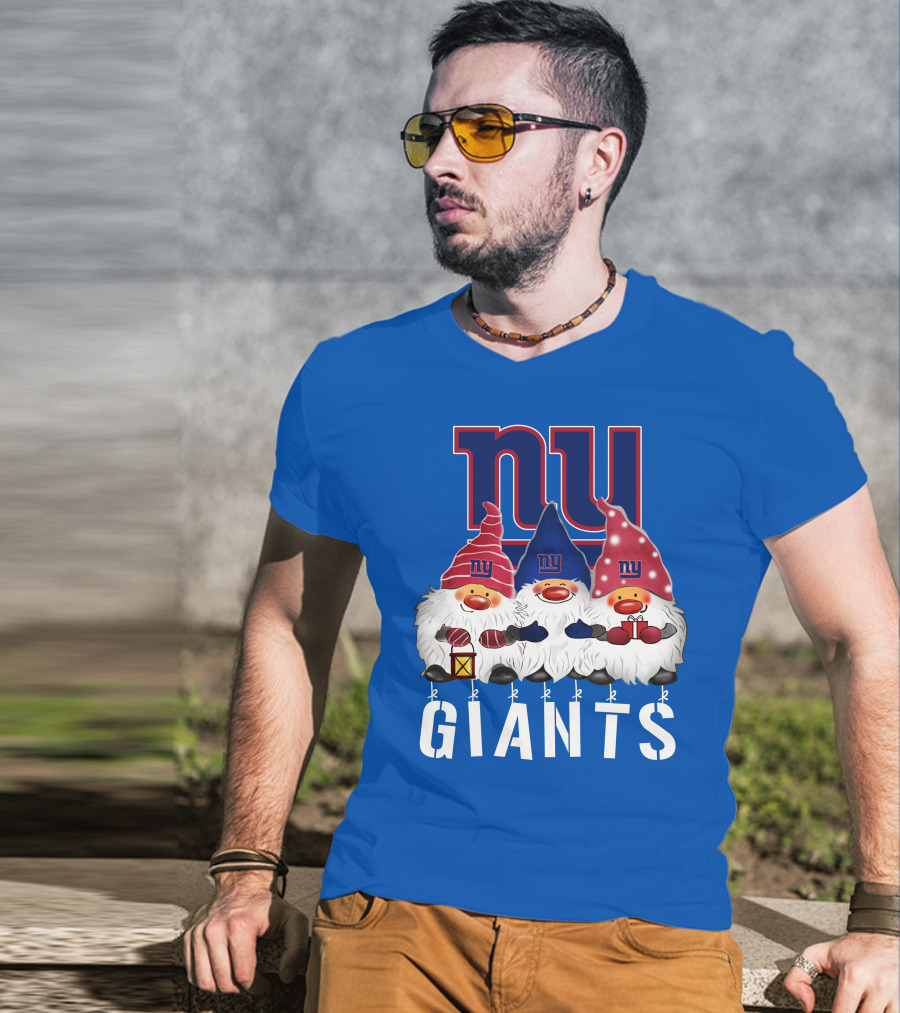 New York Giants Merry Christmas Happy Holidays Gnomes T-Shirt