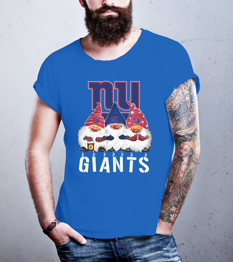 New York Giants Merry Christmas Happy Holidays Gnomes T-Shirt