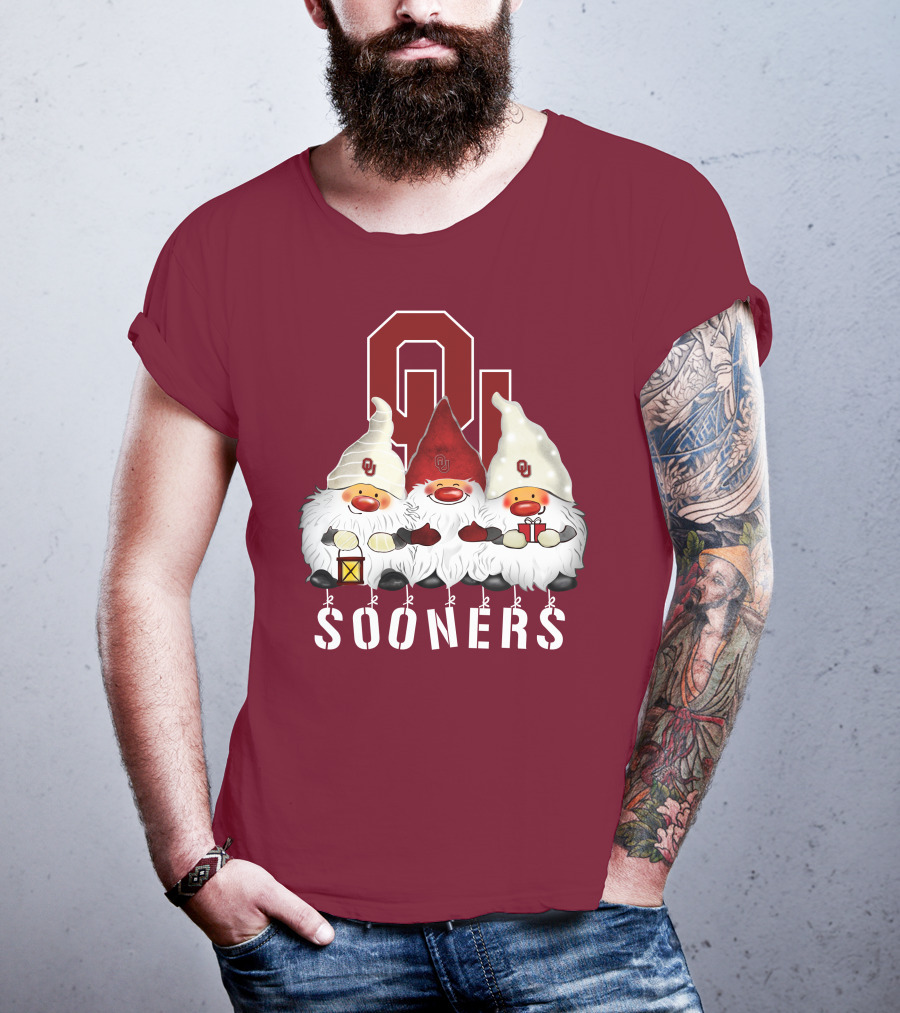 Oklahoma Sooners Christmas Gnomes Happy Holidays T-Shirt