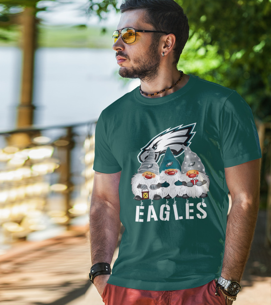 Philadelphia Eagles Christmas Gnomes Happy Holidays T-Shirt