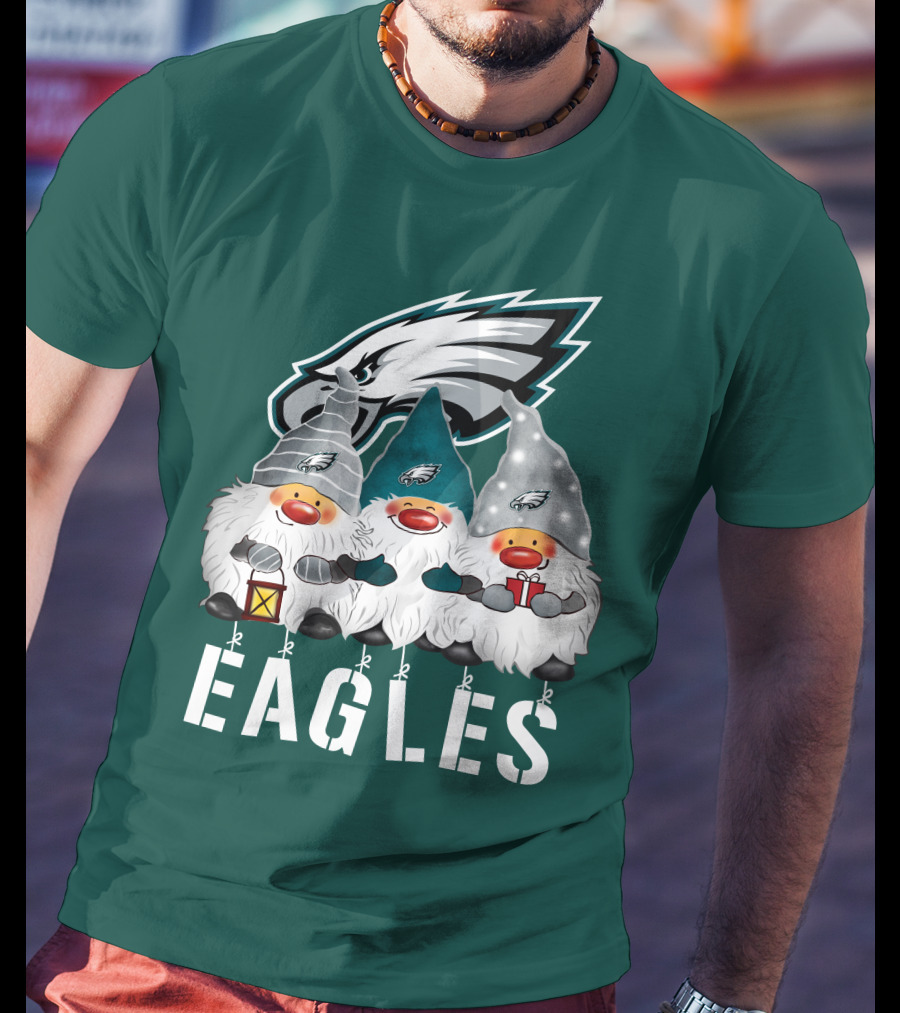 Philadelphia Eagles Christmas Gnomes Happy Holidays T-Shirt