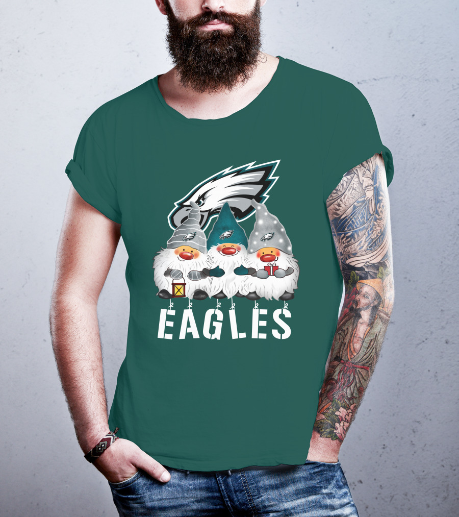 Philadelphia Eagles Christmas Gnomes Happy Holidays T-Shirt